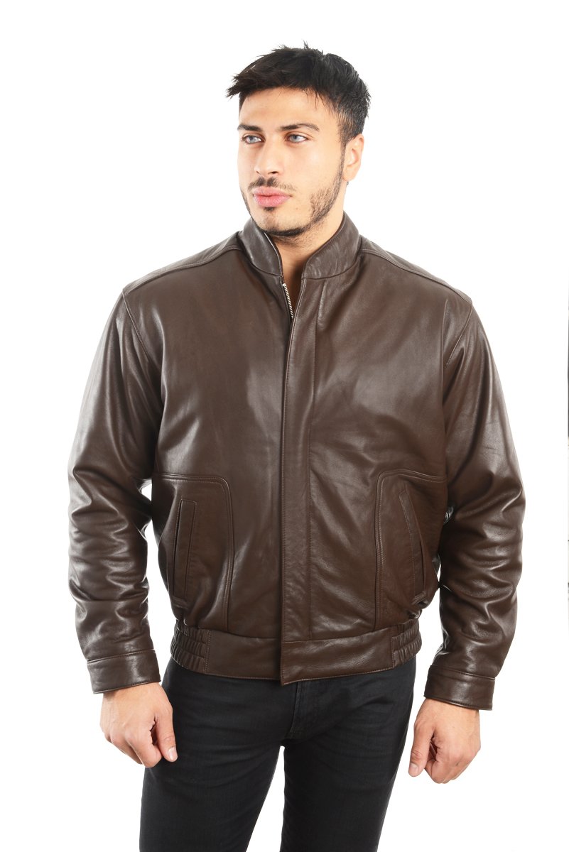 REED EST. 1950 Men's Coat Genuine Lambskin Leather Stand UP Collar S5Z Bomber Jacket - Image 3