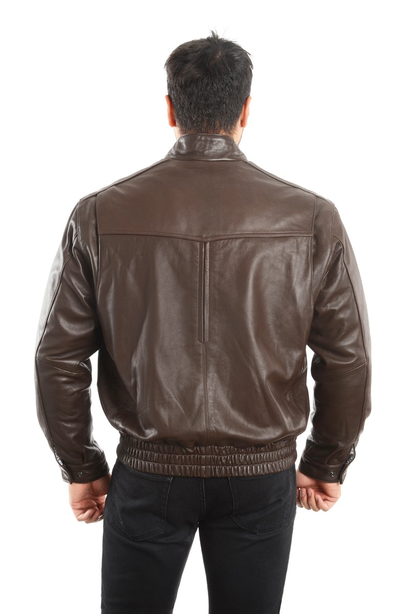 REED EST. 1950 Men's Coat Genuine Lambskin Leather Stand UP Collar S5Z Bomber Jacket - Image 4
