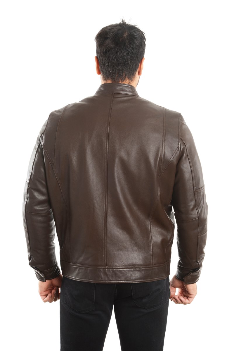 REED EST. 1950 Men's Genuine Lambskin Leather Biker Jacket - Image 4