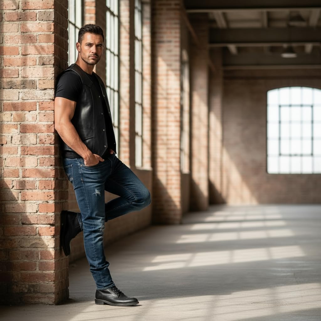 REED EST. 1950 Men’s Soft Durable Leather Vest – Genuine Leather Black Vest with 2 Inside Pockets - Image 7