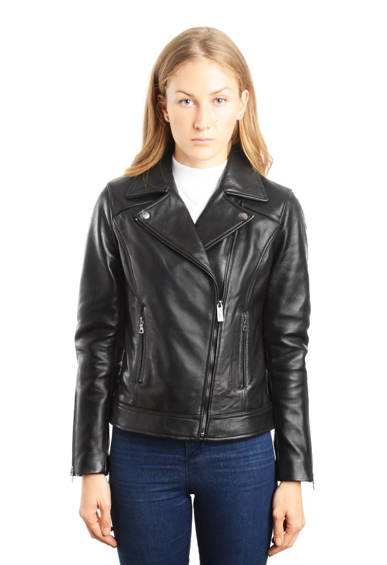 REED EST. 1950 Women's Jacket Genuine Lambskin Leather Biker Fashion Coat - Image 3