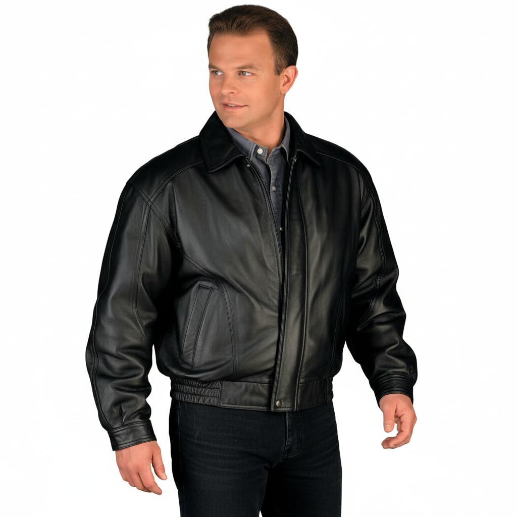 REED Men’s Luxury Leather Bomber Jacket – Genuine Leather American Style with Broad Shoulder Fit - Image 12