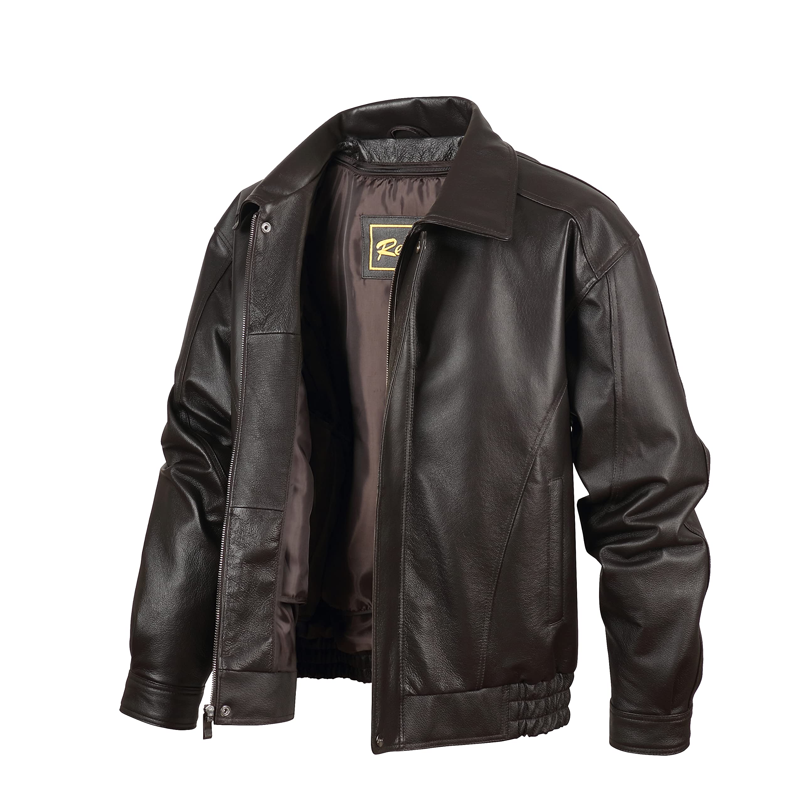 REED Men’s Luxury Leather Bomber Jacket – Genuine Leather American Style with Broad Shoulder Fit - Image 3